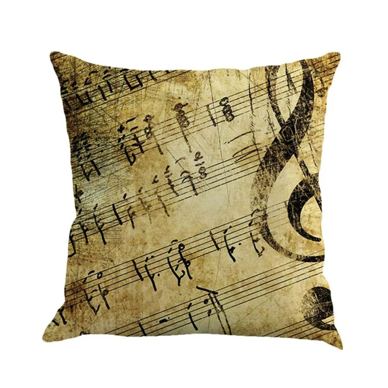 Musical Note Painting Linen Cushion Cover Throw Pillow Case Sofa Home Decor06