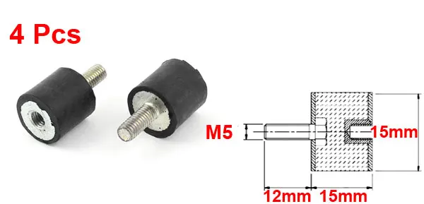 UXCELL 4 шт. M5 мужской женский анти вибрации резиновые крепления изоляторы 15 мм X 15 мм