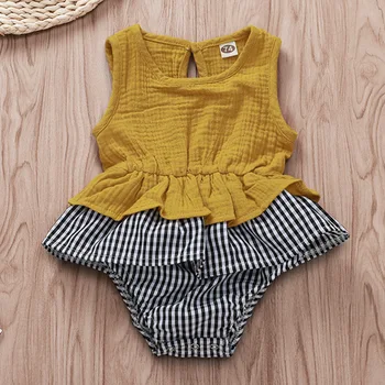 

Lovely cozy newborn baby jumpsuit toddler girls romper clothing summer sleeveless overalls children outfits 0-12m