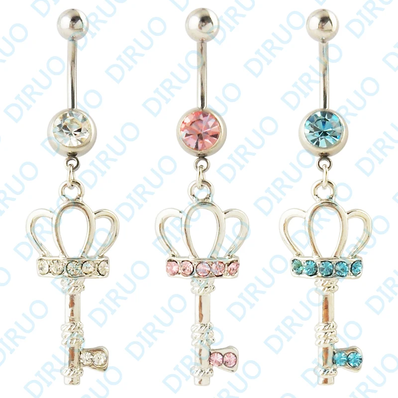 

Whosale 3Colores Key Belly Ring body Jewelry Wholesale Navel Ring Body Piercing Jewelry5pcs/lot