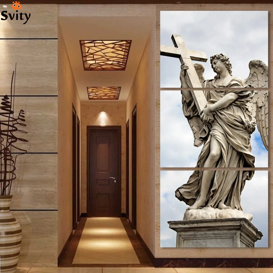 Buy Large modern 3 piece cross religious canvas wall