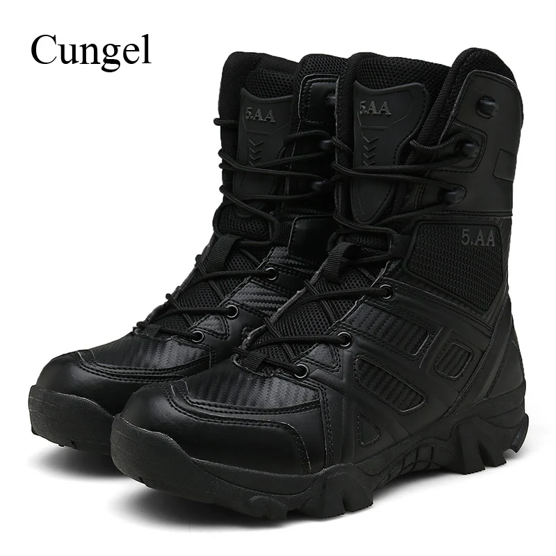 Black Cungel/Новинка; мужские уличные армейские ботинки; треккинговые ботинки; военные тактические ботинки; ботильоны для пустыни; обувь для альпинизма - Цвет: Black