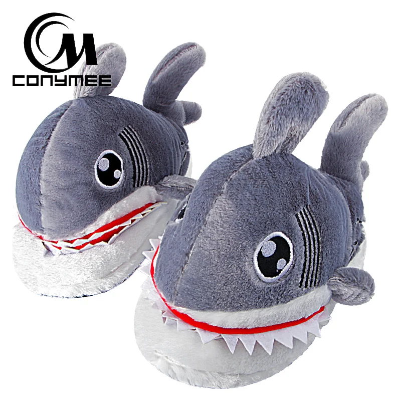

CONYMEE Women Winter Home Slippers Cute Animal Shark Funny Shoes For Men/Women Indoor Floor Warm Plush Slipper Fur Slippers