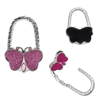 

Free shipping 400pcs/lot Folding Handbag/Purse/Bag Hanger Table Hook Hang Holder The butterfly heart