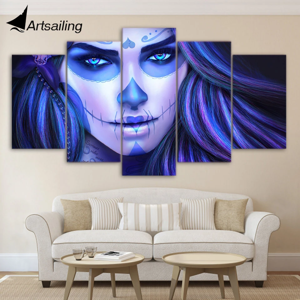 HD Printed Day of the Dead Face Group Painting room decor print poster canvas HD Printed Day of the Dead Face Group Painting room decor print poster canvas