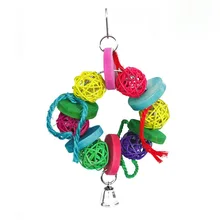 Colorful Wood Pet Bird Parrot Chew Bites Swing Toy Parakeet Cockatiel Budgie0297