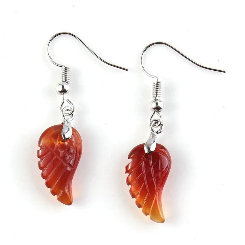 KFT Wholesale Natural Carved Crystal Reiki Stone Earring Lapis Lazuli Amethysts Angel Wing Dangle Hook Drop Stone Women Earrings - Image 6