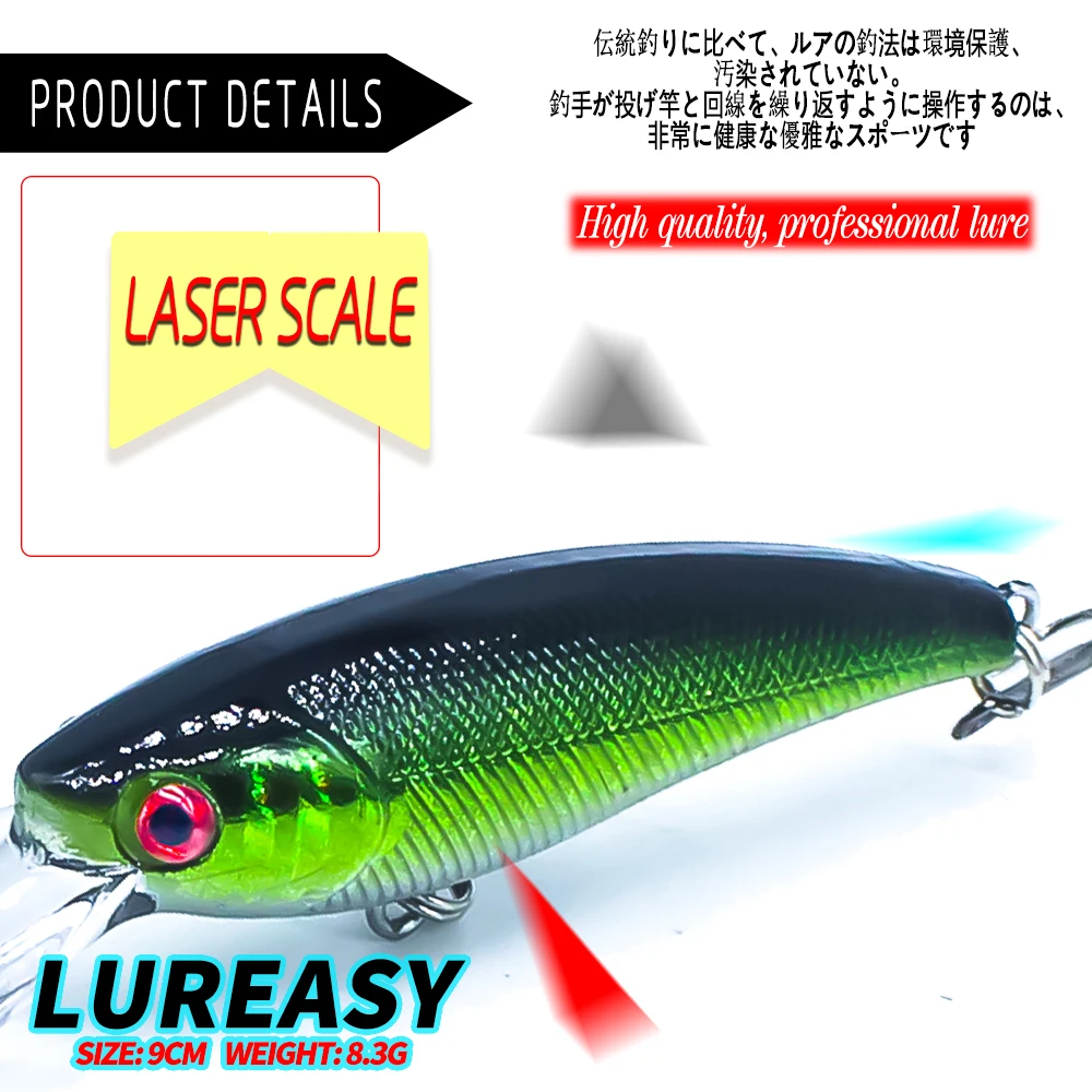 

2019 fishing lure1pcs 9cm 8.3g diving weight Minnow new fishing bait hard bait quality rocker fishing special fishing bait