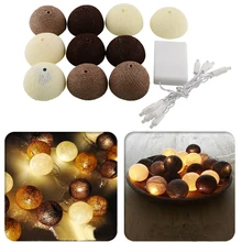 10 Aladin СВЕТОДИОДНЫЙ Шар из хлопка Романтический Великолепный сказочный светильник гирлянды кофе вечерние свадебные украшения 1 м