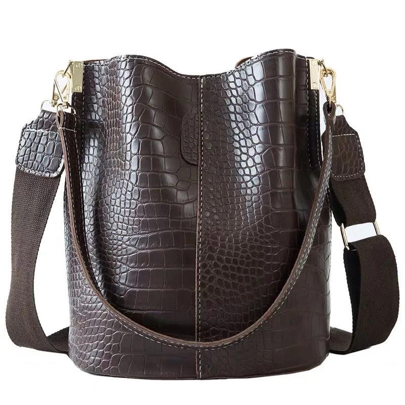 

Crocodile Pattern Women Handbag Casual Crocodile Shoulder Messenger Bags Ladies PU Purse Large Capacity Alligator Bucket Bags