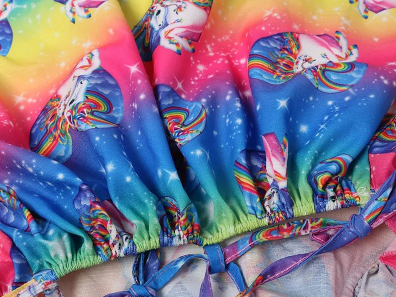 Summer Girls Rainbow Cartoon Unicorn Dress Kids Cosplay Party Princess Dresses Baby Halloween Unicornio Dresses For Girl Clothes (6)