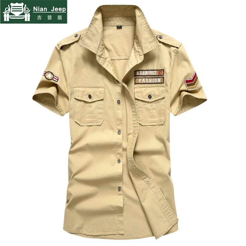 

2018 Brand Plus Size M-6XL Army Military Shirt Mens Shirts Cotton Short Sleeve Summer Casual Shirt Men Camisa Masculina