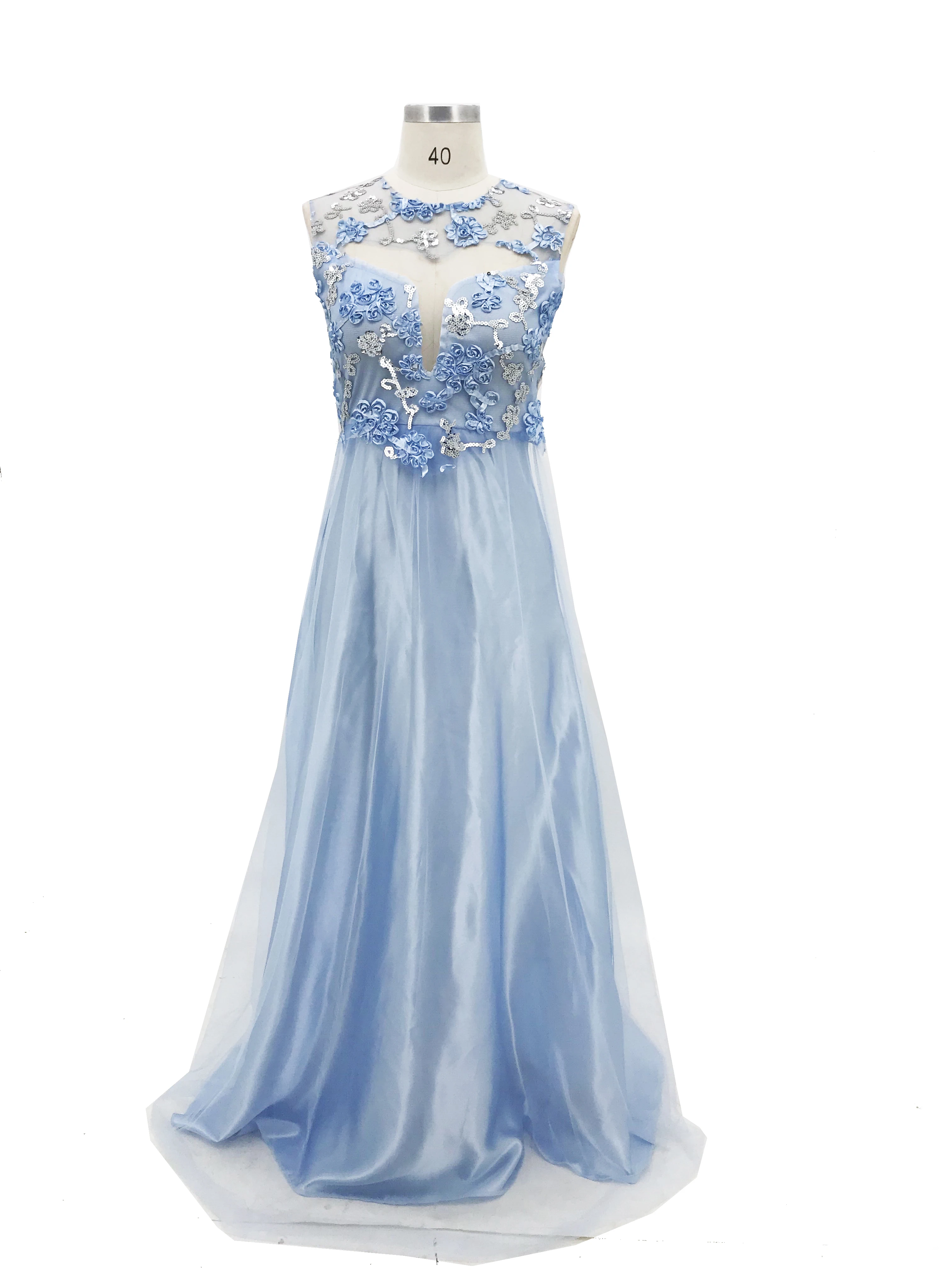 Женское вечернее платье, свадебное, вечернее, выпускное, длинное платье, поступление, кружевное, цветочное, макси платья - Цвет: Небесно-голубой