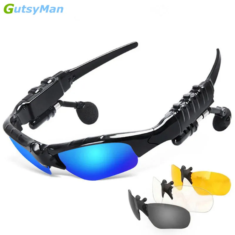 GutsyMan модные спортивные стерео беспроводные Bluetooth 4,1 гарнитура телефон поляризованные солнцезащитные очки для вождения/mp3 очки для верховой езды
