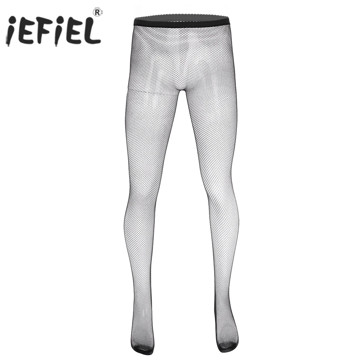 

Men Exotic Hosiery Hollow Out Fishnet Stockings See Through Sheer Elastic Waist Closed Toes Tight Leggings Stretchy Pantyhose