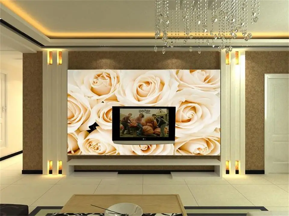 3D обои на заказ размер фото гостиная роспись желтый цветок розы кластеры фон