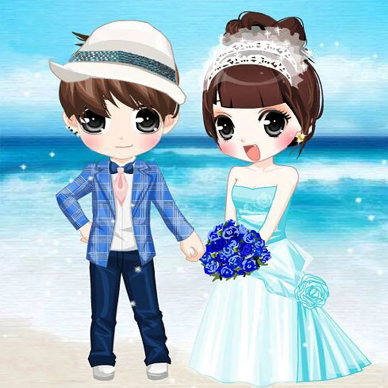 Cartoon bride 5D DIY Diamond Painting Cross Stitch Needlework Home Decor Full Embroidery Mosaic Wedding Gift | Дом и сад