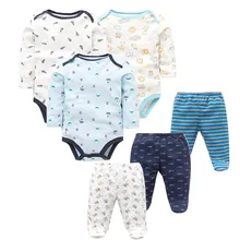 6 шт./лот; комплекты модной одежды для малышей; хлопковые комбинезоны с длинными рукавами для новорожденных и малышей+ штанишки для малышей; одежда для маленьких мальчиков и девочек