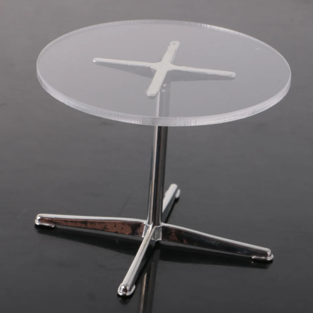 1/12 Dollhouse Miniature Simple Clear Round Table Coffee Table Garden Furniture for Dollhouse Living Room or Garden