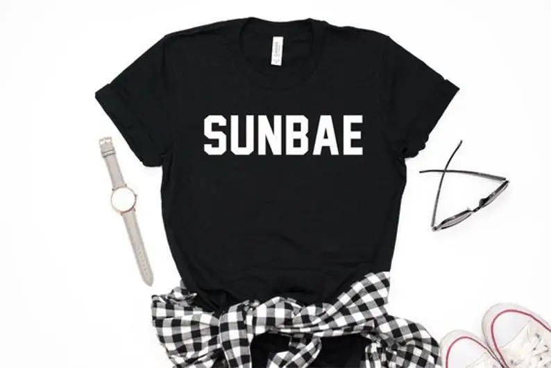Skuggnas Новое поступление Sunbae футболка Maknae футболки K pop Drama одежда с коротким