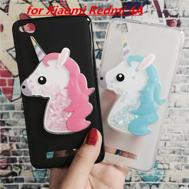 Special Offers 3D Unicorn Quicksand Liquid Soft Silicone Case for Xiaomi Redmi 4A Phone Cover Cartoon Diamond Funda Coque Fashion Owl Capa