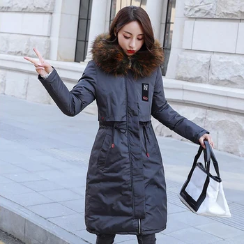 

Fashion New Winter Coat Down Cotton Wear On Both Sides Women Medium Long Section Warm Solid Fur Collar Thick Coat ZF9445