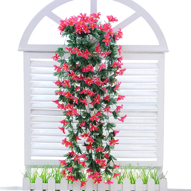 2pc Violet Hanging Basket Flower Artificial Simulation Wall hanging Flower Decoration Orchid Violet Vine Rattan For Home Balcony 2pc Violet Hanging Basket Flower Artificial Simulation Wall hanging Flower Decoration Orchid Violet Vine Rattan For Home Balcony