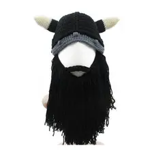 Для Мужчин's варвар Vagabond Викинг Борода шапочка Рог Шапки ручной работы зимние теплые на день рождения модные подарки забавный Gag шапка на Хэллоуин