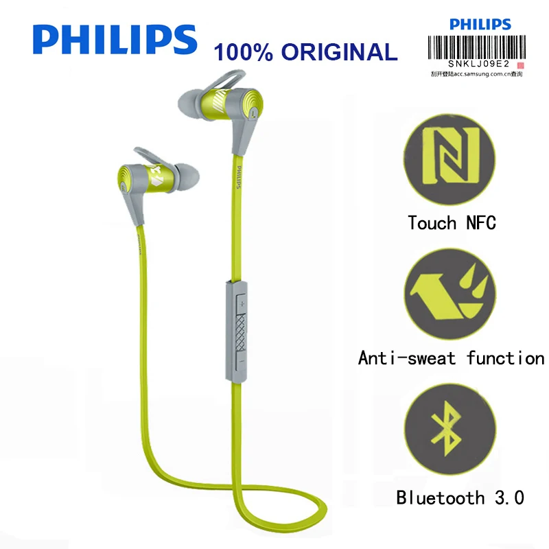

Philips SHQ7300 Sports Bluetooth Headphones with Neckband Microphone Wire Control Waterproof Headset for Iphone X Official Test