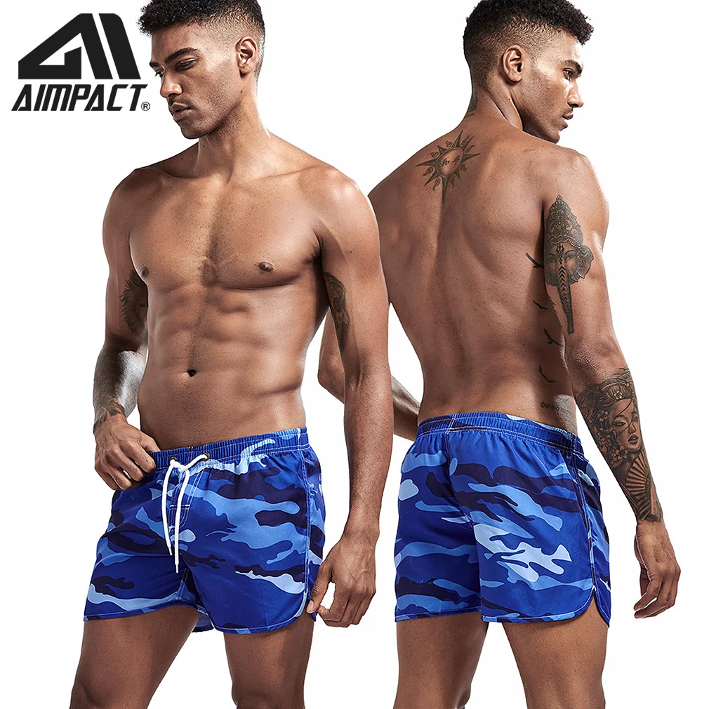 Aimpact быстросохнущие пляжные шорты для мужчин, сексуальные праздничные Шорты для плавания, для серфинга, мужские плавки, шорты для бега 4AM2165