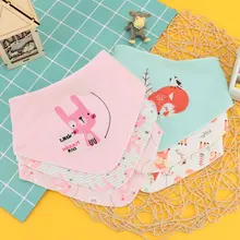 3 шт. Многоразовые моющиеся хлопковые детские нагрудники с принтом кролика лисы детские нагрудники хлопковые регулируемые детские слюнявчик детские нагрудники для кормления