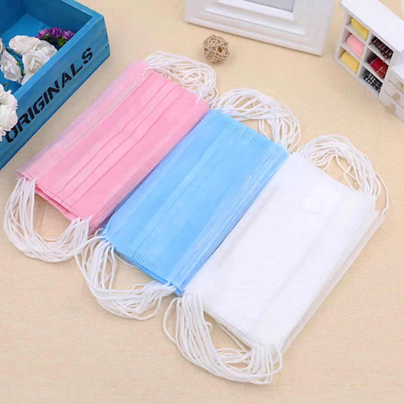 

New 50Pcs Disposable Medical Dust Mouth Surgical 3-Ply Face Mask Bacterial Filter Respirator Masks For Personal Medical 3colors