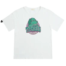 Модная женская летняя белая хлопковая Футболка с круглым вырезом и принтом зеленой собаки, короткий рукав, женская футболка, Топ в стиле "преппи", свободная