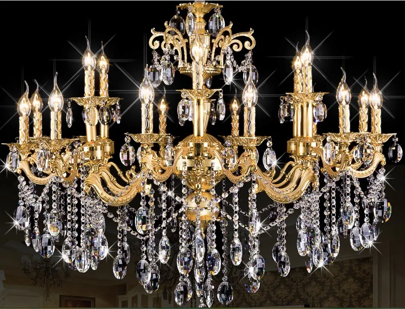 Free Shipping 18 Heads E14 lamps Factory Wholesale modern Gold crystal