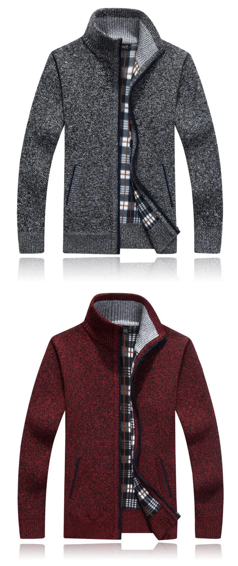 2019 Thick Cashmere Combine Brand Sweater Men Cardigans Slim Fit Full Zipper Knitwear Warm Korean Style Fashion Clothing Male 02