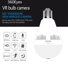 Bulb Lamp Wireless IP Camera Wifi 960P Panoramic FishEye Home Security CCTV Camera 360 Degree Night Vision Support 128GB