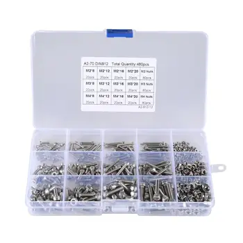 

480PCS M2 M3 M4 Hexagon socket head bolt thread alloy steel for wood insert furniture nut classification bolt fastener hardware