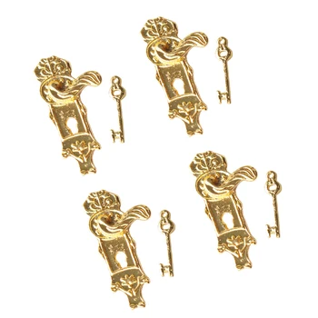 

4Sets Dollhouse Miniature Alloy Door Locks with Keys for 1/12 Dollhouse Accs