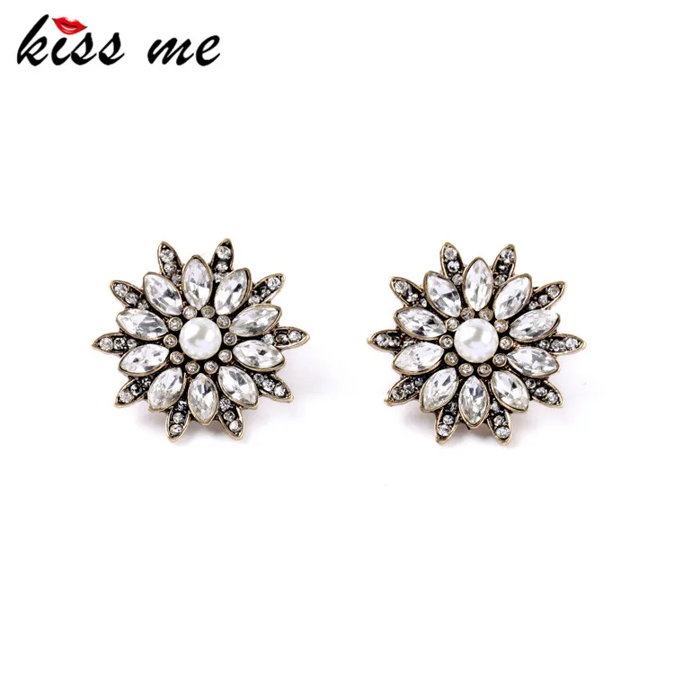 KISS ME Древний Ретро женский Bijoux KISS ME летний Цветущий цветок хрустальные серьги с фабрики