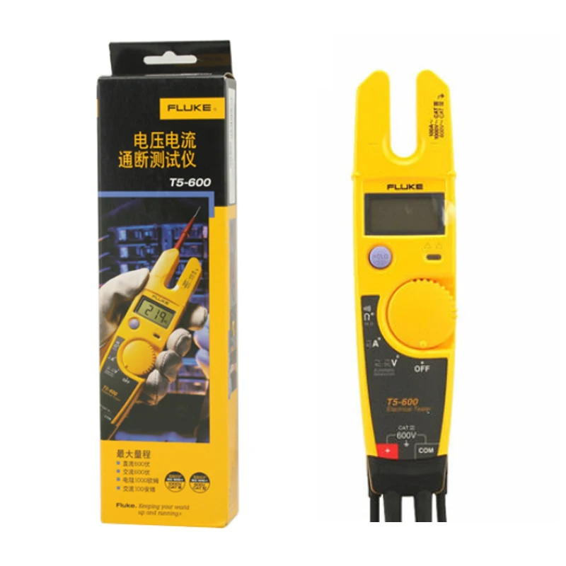 

Fluke T5-600 Non-contact Voltage Clamp Meter Fork Voltmeter Ammeter With Soft Shell High Precision Current Clamp Meter