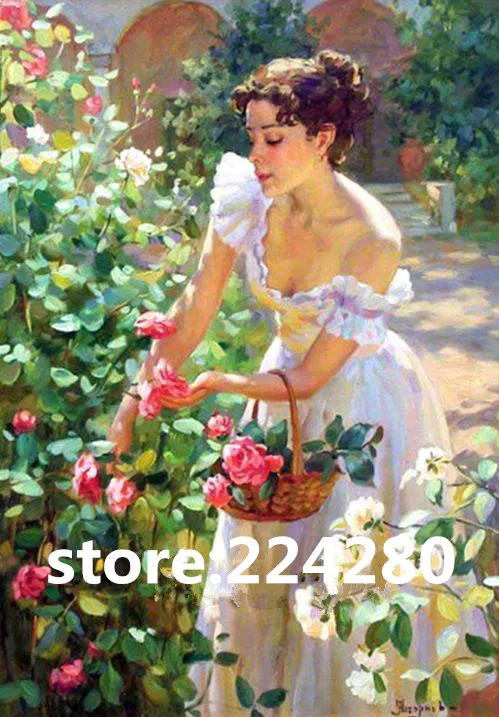 

Sexy woman Pluck flowers Needlework,embroidery,DIY people Art Cross stitch kits,Pattern counted Cross-Stitching home decor