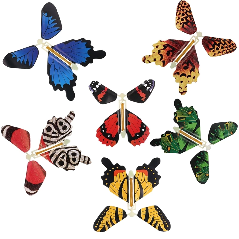 Металлический кронштейн бабочка Резиновая лента power Wind Up Игрушка Бабочка(6 шт - Цвет: random color
