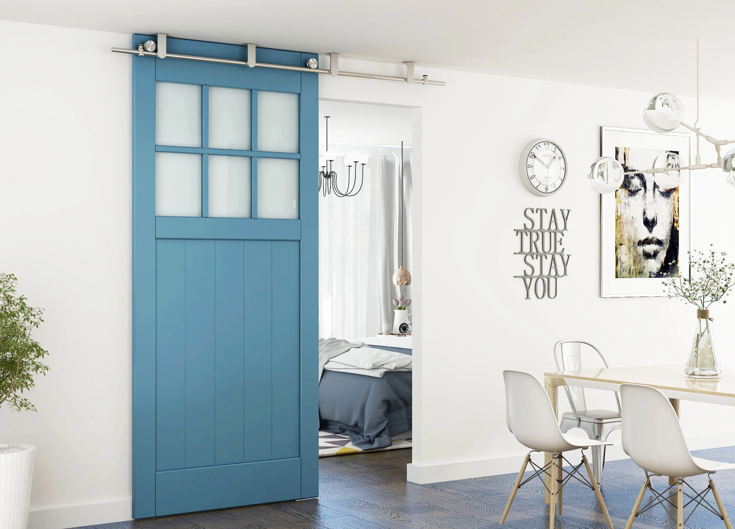 Us 22 0 Diyhd Stainless Steel Ceiling Mount Sliding Barn Wood Door Kitchen Door Track Hardware Kit In Doors From Home Improvement On Aliexpress