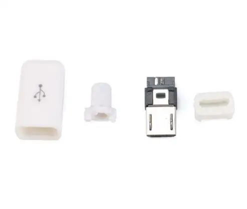 10 шт. DIY микро USB 2 0 штекерные соединители набор w/покрывает Черный Белый 5 P линия