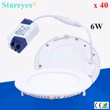 40 шт. круглый светодиодный светильник 6 Вт 550LM AC90-265V 2835 SMD Droplight точечная лампа светодиодный потолочный светильник