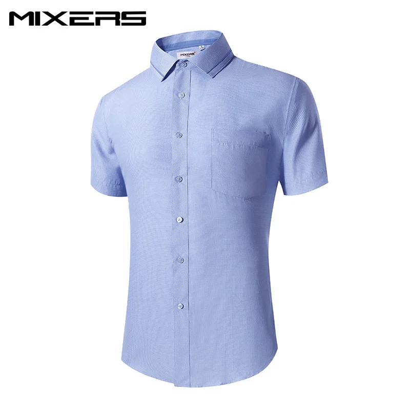 Бренд, летняя мужская рубашка с коротким рукавом, синяя мягкая рубашка, Мужская дышащая Повседневная рубашка, Мужская одежда, Camisa Masculina