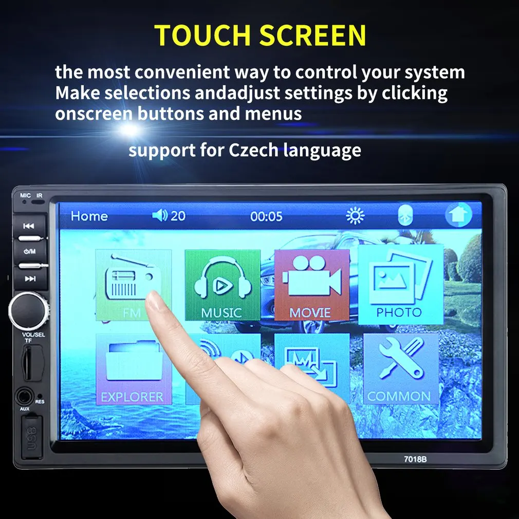 7018B 7 Inch Color Screen Lcd Display Dual Spindle Machine Player Hd Car Monitor Car Mp5 Car Mp5 Player