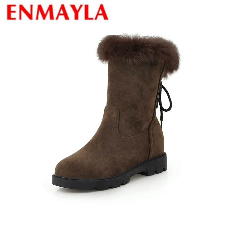 

ENMAYLA 2018 New Fashion Round Toe Winter Shoes Women Snow Boots Womens Boots Ankle Slip-On Big Size 34-44 LY091