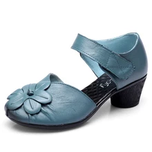 LISM Sandals Woman Leather Hoof Heels Flowers Ladies Sandals Casual Shoes 2018 New Summer Fish Mouth Solid Color High Quality free shipping shoes woman 2018 summer flock brand ol high heeled woman sandals frosted with fish mouth ladies sexy sandals