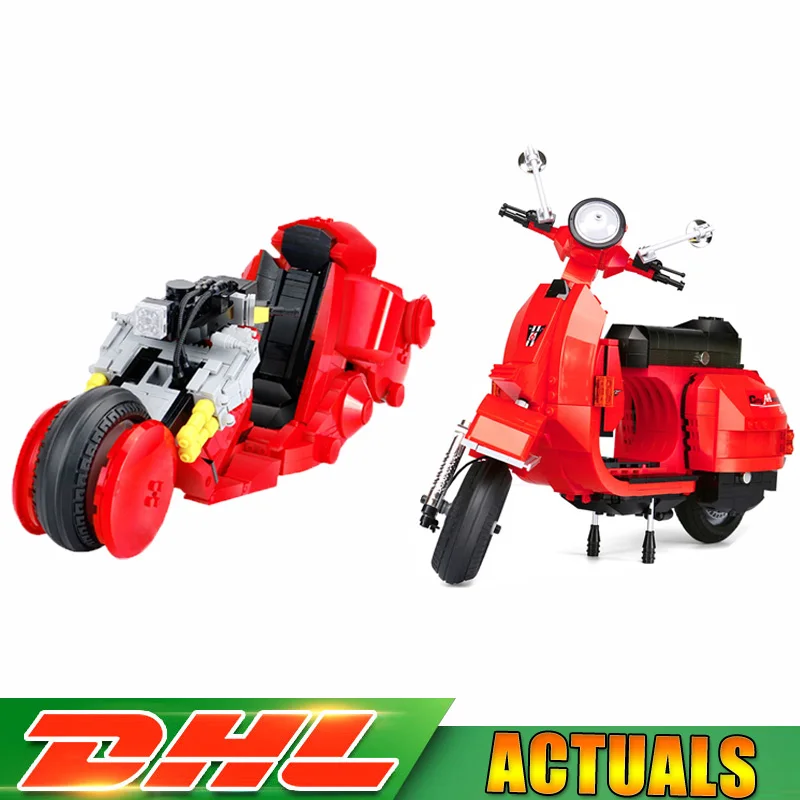 

DHL XingBao 03001 Citizen Akira Moto +03002 Vespa P200 Moto Set Model Building Blocks Bricks Educational Toys Christmas Gifts